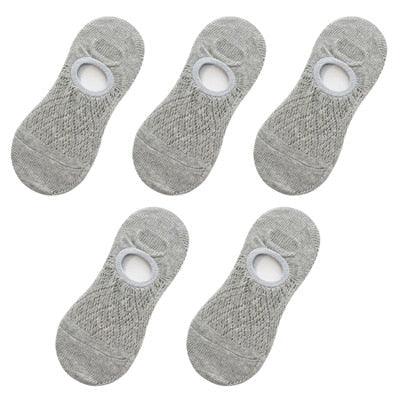 5-pair grey silicone non-slip invisible socks, mesh ankle no-show footies for women Stevvex on Tampa Home & Garden Store