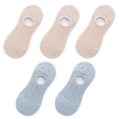 Footie socks Stevvex, 5 pairs silicone non-slip invisible beige and blue mesh ankle boat style on Tampa Home & Garden Store