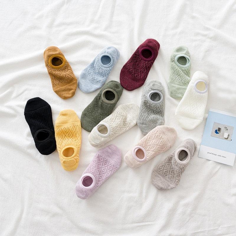 Stevvex women’s no-show mesh ankle socks set in assorted colors, non-slip on Tampa Home & Garden Store