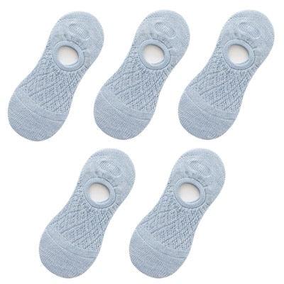 Stevvex 5 Pairs silicone non-slip invisible footie socks, light blue mesh ankle no-show on Tampa Home & Garden Store