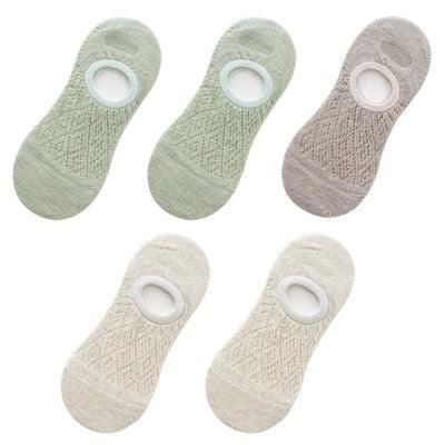 Stevvex 5-pair silicone non-slip invisible footie socks, ankle boat style, assorted colors on Tampa Home & Garden Store