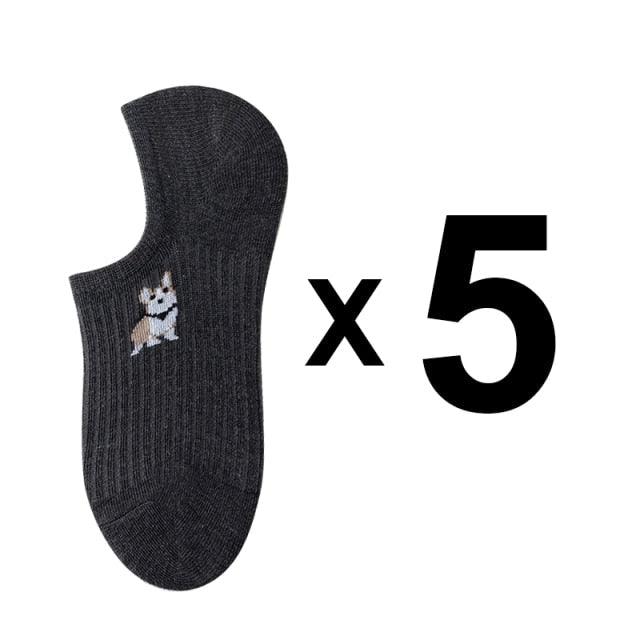 Stevvex ankle socks 5-pair set, black cotton with cute animal print non-slip for men and women on Tampa Home & Garden Store