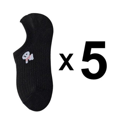 Stevvex black ankle socks 5-pair kawaii animal print set with small panda motif on Tampa Home & Garden Store