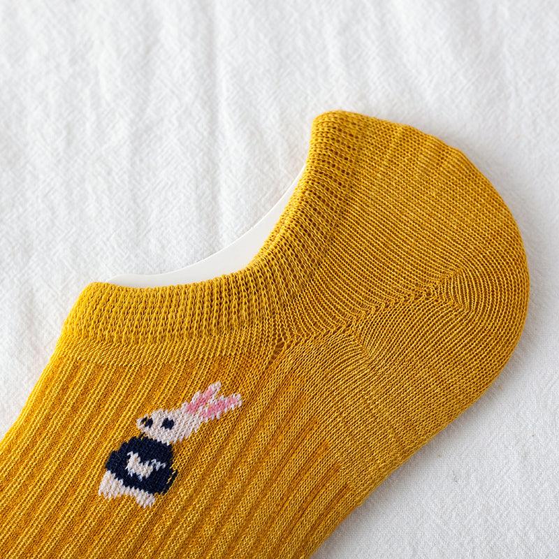 Ankle sock yellow knit with cute bunny print on Tampa Home & Garden Store