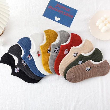 5-Pair Stevvex kawaii animal print ankle socks multicolor cotton set on Tampa Home & Garden Store