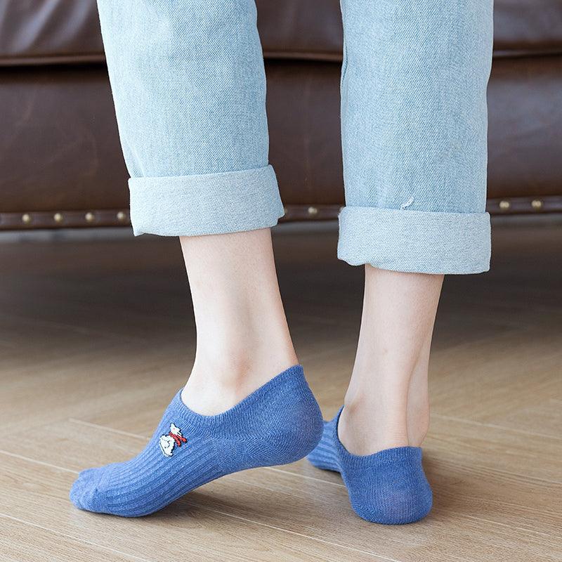 Ankle socks blue cotton 5-pair kawaii animal print Stevvex set on Tampa Home & Garden Store