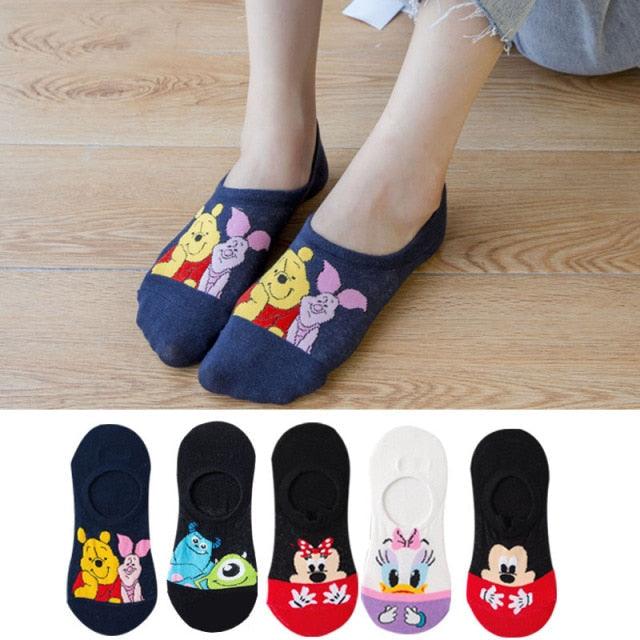 Stevvex 5-pack ankle socks featuring cartoon bear and mouse designs cotton invisible ankle socks for women on Tampa Home & Garden Store