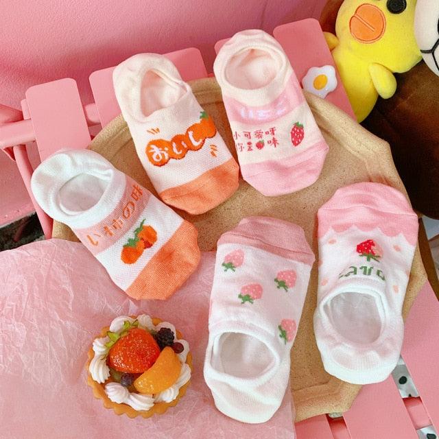 Stevvex 5-pair cotton ankle socks set with bear and mouse cartoons in pink, peach, white on Tampa Home & Garden Store