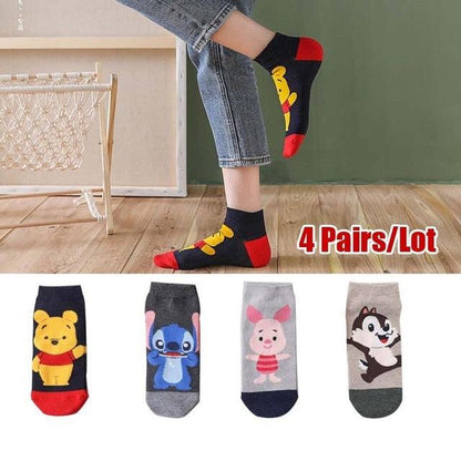 Stevvex ankle socks four pairs cartoon animal designs: bear, Stitch, bunny, husky cotton on Tampa Home & Garden Store