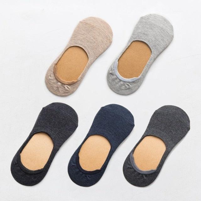 Stevvex 5-pair women cotton low-cut socks, assorted colors, silicone non-slip slipper socks on Tampa Home & Garden Store