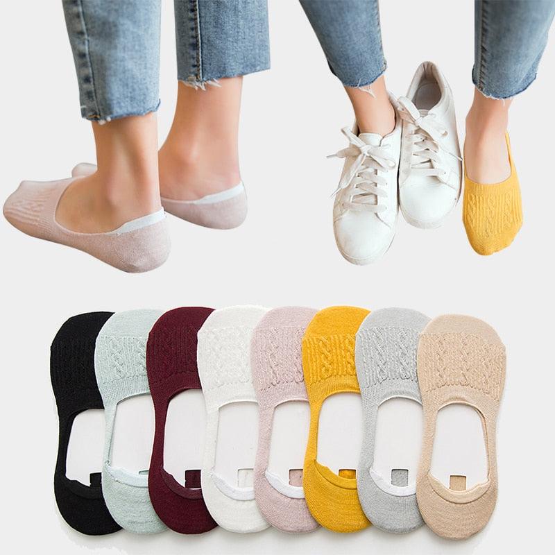 Stevvex women's cotton low-cut ankle socks with silicone non-slip grip, assorted colors on Tampa Home & Garden Store