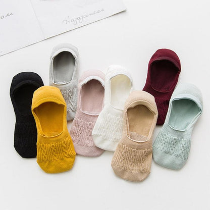 Stevvex women cotton low-cut ankle socks set, non-slip silicone grips, 9 assorted colors on Tampa Home & Garden Store