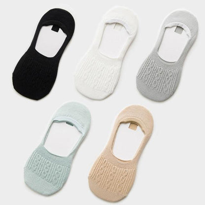 Stevvex 5-pair women's cotton low-cut slipper socks with silicone non-slip grip in colors on Tampa Home & Garden Store