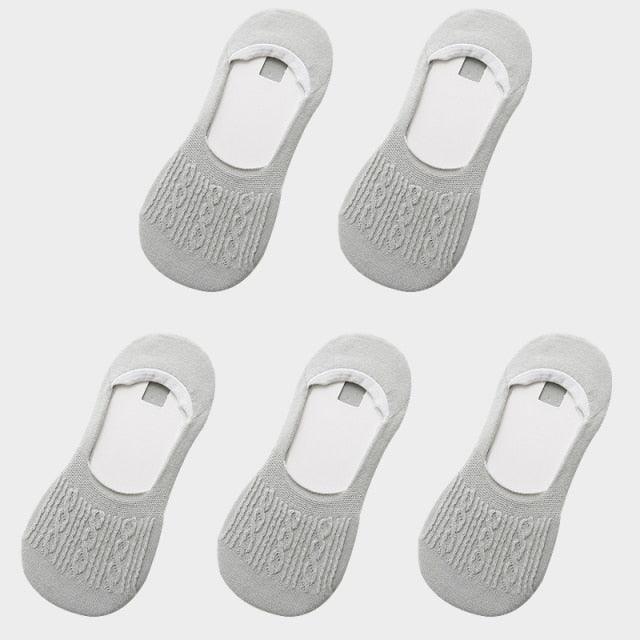 Stevvex women cotton ankle socks gray, 5 pairs with silicone non-slip on Tampa Home & Garden Store