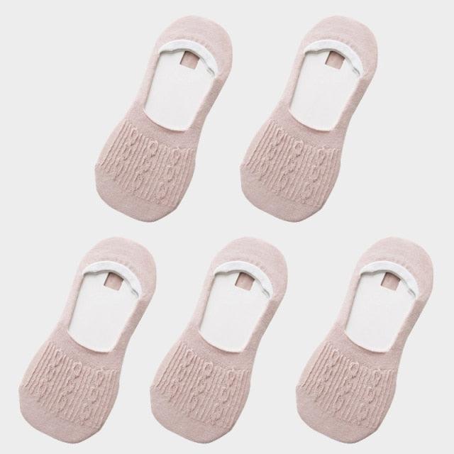 Stevvex women's cotton low-cut pink ankle socks, set of 5 pairs with white heel opening on Tampa Home & Garden Store