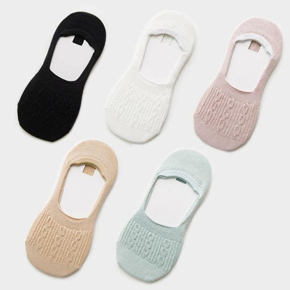 Stevvex 5-pair women's cotton low-cut slipper socks with silicone non-slip grip multi-color on Tampa Home & Garden Store