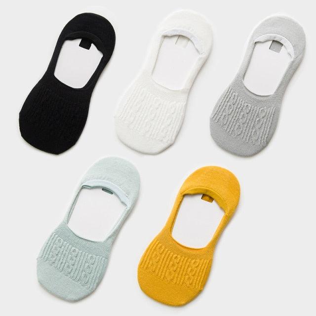 Women's cotton lowcut ankle socks Stevvex 5-pair in black white grey mint mustard nonslip on Tampa Home & Garden Store