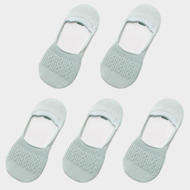 Stevvex women cotton slip-on socks gray snowflake pattern 5 pairs silicone non-slip ankle socks on Tampa Home & Garden Store