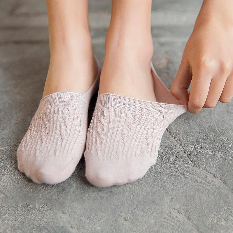 Light pink cotton women's ankle socks with textured knit low-cut style on Tampa Home & Garden Store