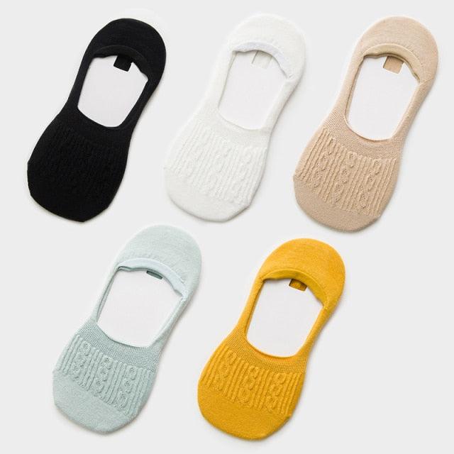 Stevvex women's cotton low-cut slipper socks, 5-pair set, non-slip silicone, snowflake pattern on Tampa Home & Garden Store