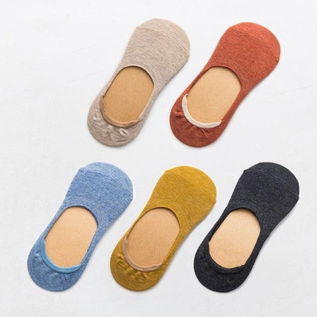 Ankle socks Stevvex 5-pair cotton low-cut set with silicone non-slip grip snowflake colors on Tampa Home & Garden Store