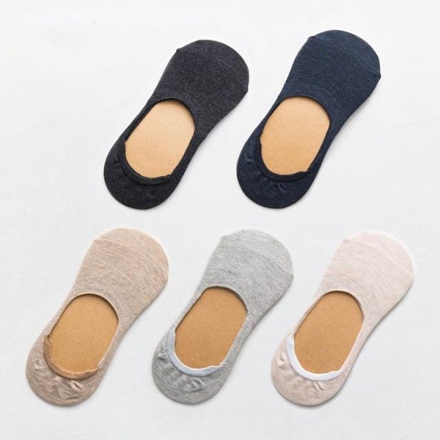 Stevvex five-pair women cotton low-cut slipper socks with non-slip grip in solid colors on Tampa Home & Garden Store