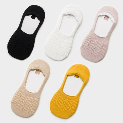 5-pair ankle socks Stevvex black white beige pink mustard with silicone non-slip grip on Tampa Home & Garden Store