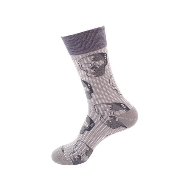 Women's cotton crew socks with fruit motifs (banana avocado lemon egg cookie donuts) gray on Tampa Home & Garden Store