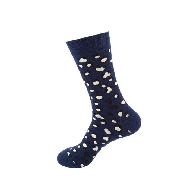 Women's Stevvex cotton crew socks blue with white spotted pattern on Tampa Home & Garden Store