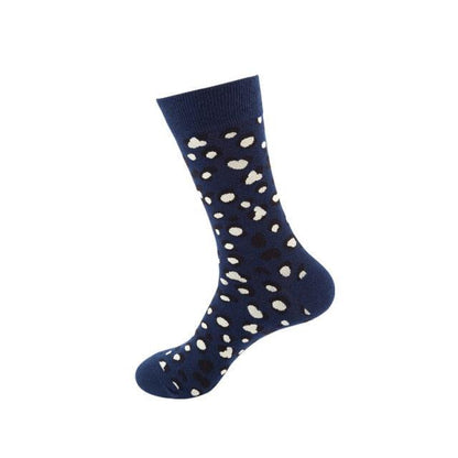 Women's Stevvex cotton crew socks blue with white spotted pattern on Tampa Home & Garden Store