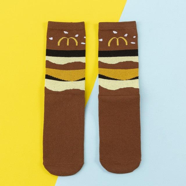Stevvex women's crew socks brown hamburger stripe pattern cotton two-pack on Tampa Home & Garden Store