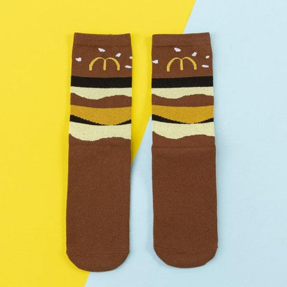 Stevvex women's crew socks brown hamburger stripe pattern cotton two-pack on Tampa Home & Garden Store