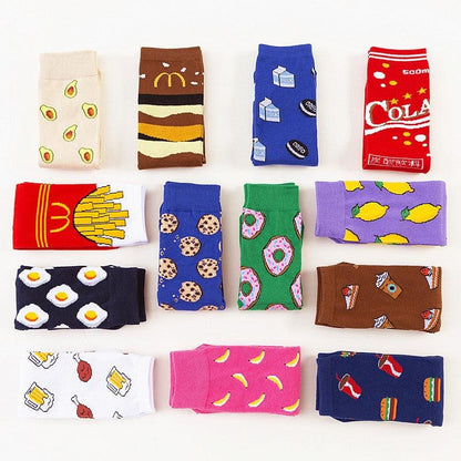 Women's colorful cotton crew socks (16 pairs) with fruit prints by Stevvex ST12293AYA on Tampa Home & Garden Store