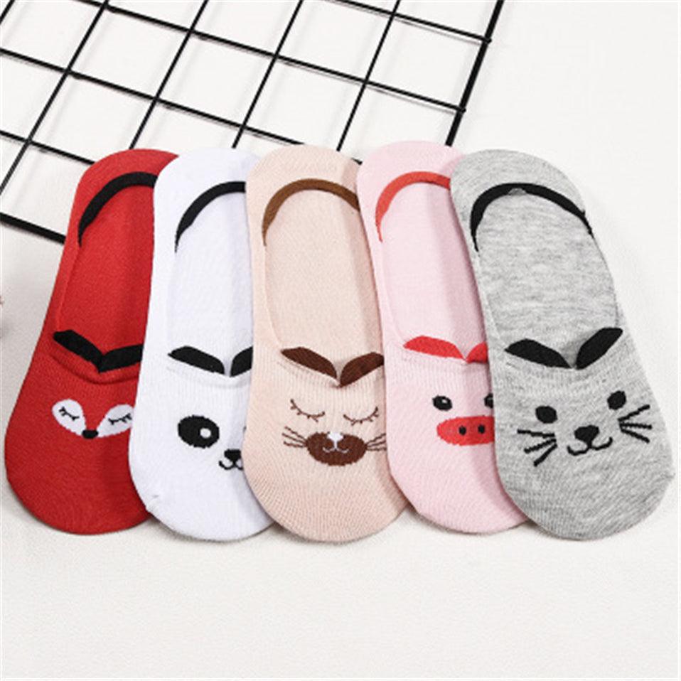 Stevvex ankle socks set, 5 pairs Harajuku cute animal cat dog rabbit panda low-cut on Tampa Home & Garden Store