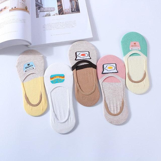 Stevvex ankle socks set 5 pairs pastel Harajuku animal designs cat dog rabbit panda low-cut on Tampa Home & Garden Store