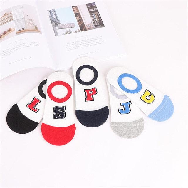 Stevvex 5-pair Harajuku women ankle socks with toe caps black red navy gray blue on Tampa Home & Garden Store