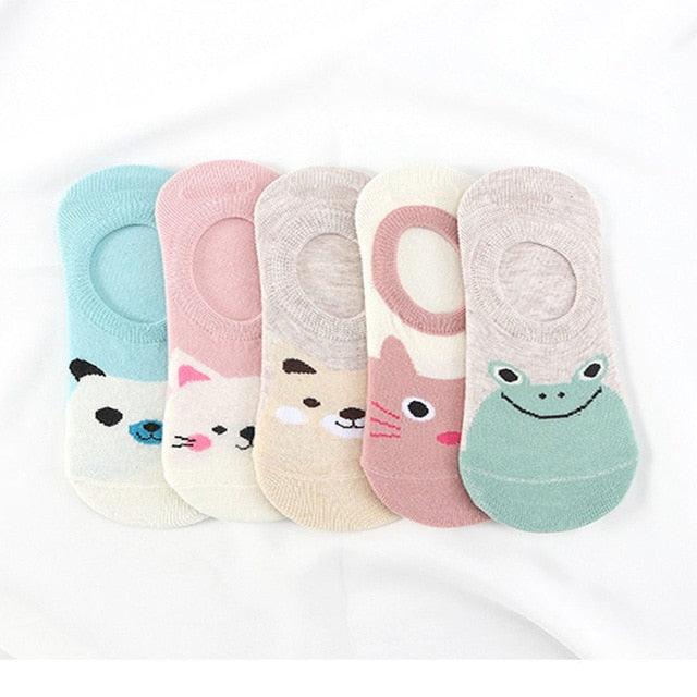 Stevvex ankle socks 5-pair Harajuku animal prints panda cat dog rabbit frog set on Tampa Home & Garden Store