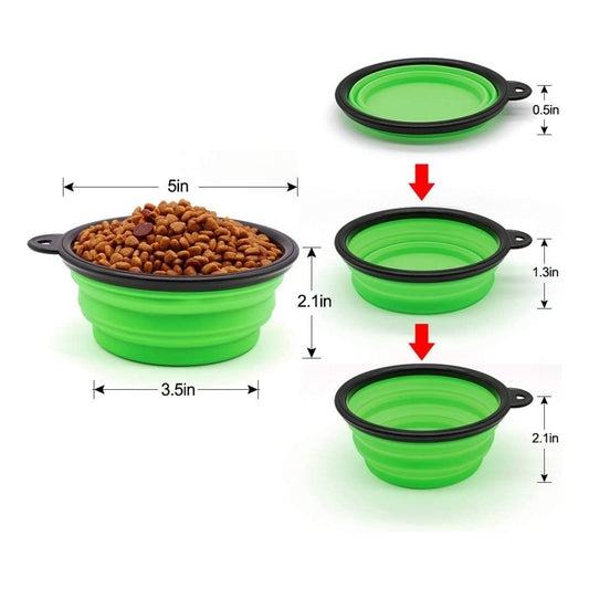 Vibhsa 5in portable foldable green dog bowls set of 5 for pets on Tampa Home & Garden Store