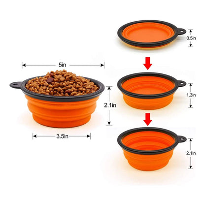 Vibhsa orange 5in portable foldable silicone dog bowls set of 5 with black rim on Tampa Home & Garden Store