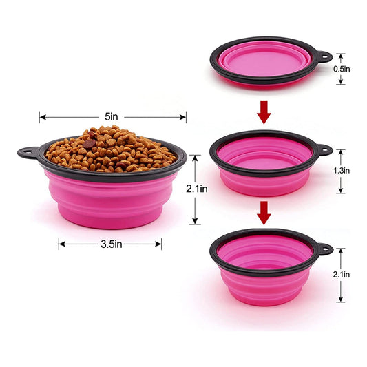 Vibhsa 5in collapsible dog bowls set of 5, pink interior with purple exterior, foldable on Tampa Home & Garden Store