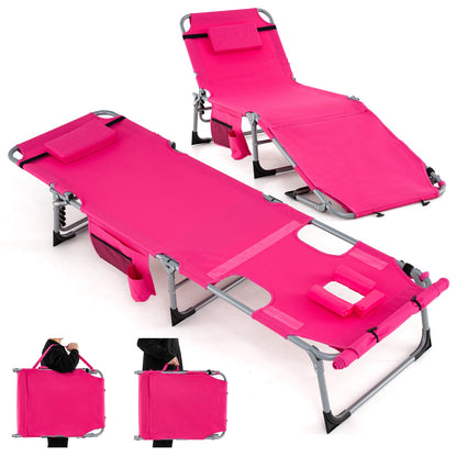 Sillón reclinable plegable de exterior de 5 posiciones - Azul
