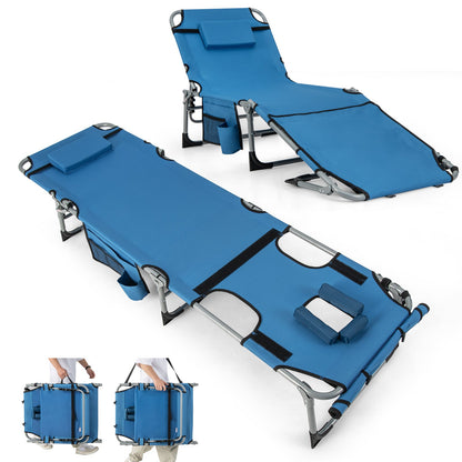 Sillón reclinable plegable de exterior de 5 posiciones - Azul