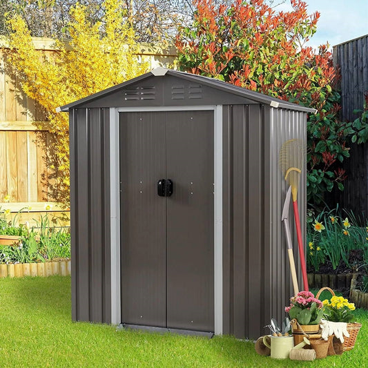 5 x 3 ft. Outdoor Grey Metal Garden Storage Shed - Tampa Home & Garden Store