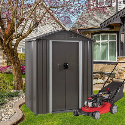 5 x 3 ft. Outdoor Grey Metal Garden Storage Shed - Tampa Home & Garden Store