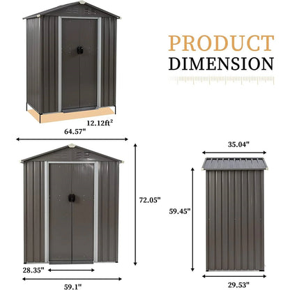 5 x 3 ft. Outdoor Grey Metal Garden Storage Shed - Tampa Home & Garden Store