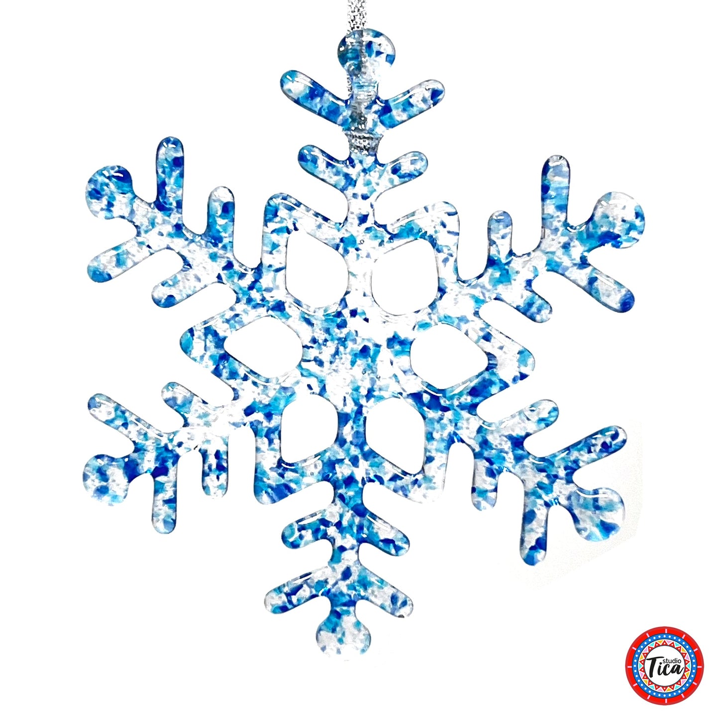 Copo de nieve de vidrio hecho a mano - Azul invierno - de studioTica