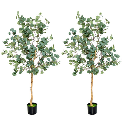 Árbol de eucalipto artificial de 5.5 pies con 517 hojas de dólar de plata - 1 paquete