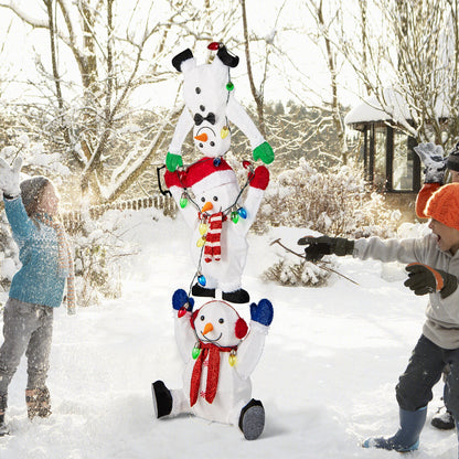 5.6 ft Lighted Stacked Snowmen Decoration with three white snowmen multicolor lights red scarves on Tampa Home & Garden Store