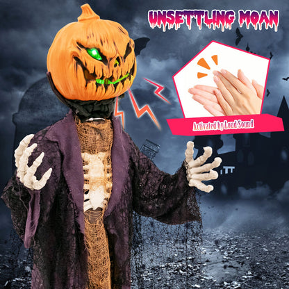 5.6 ft Halloween pumpkin scarecrow DirectDeals cardboard cutout orange head with green eye on Tampa Home & Garden Store