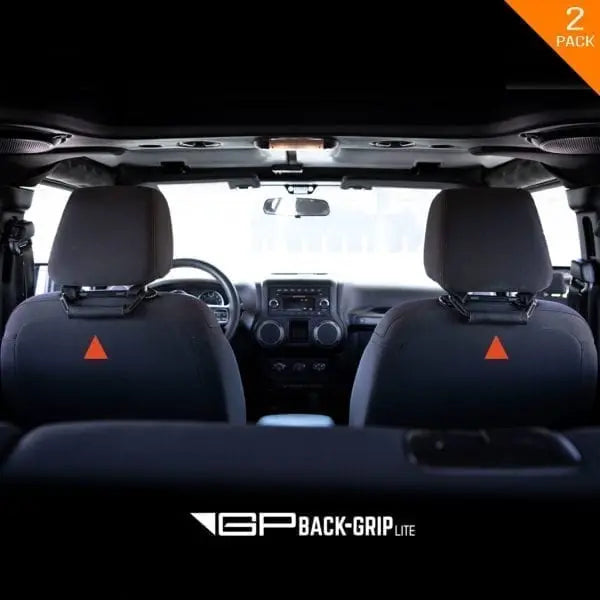 GP Back-Grip Lite car gear two-pack, black interior with orange logos on headrests GPCA on Tampa Home & Garden Store
